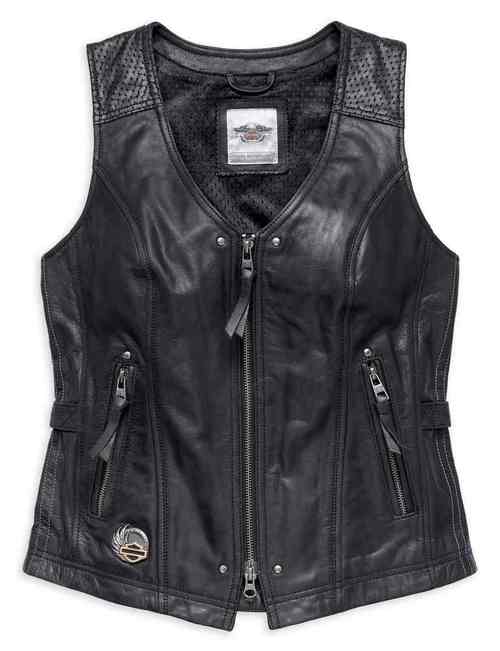 Gilet In Vera Pelle Bovina Nera - Chiusura Lampo Laterale Regolabile, Tasche Multiple